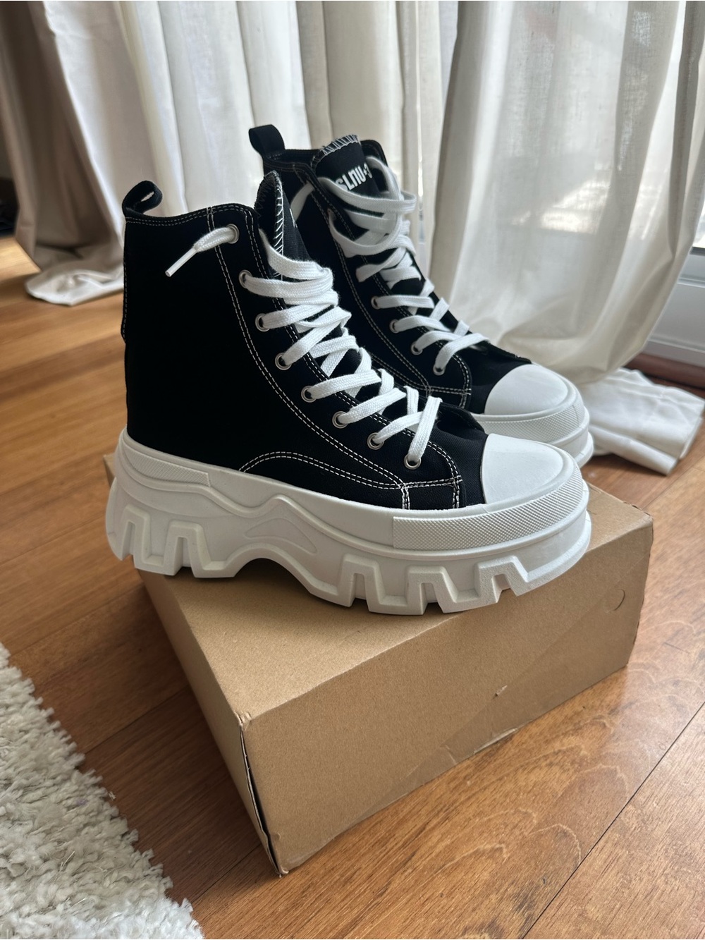 Othr Black & White Lace-Up Platform Boots